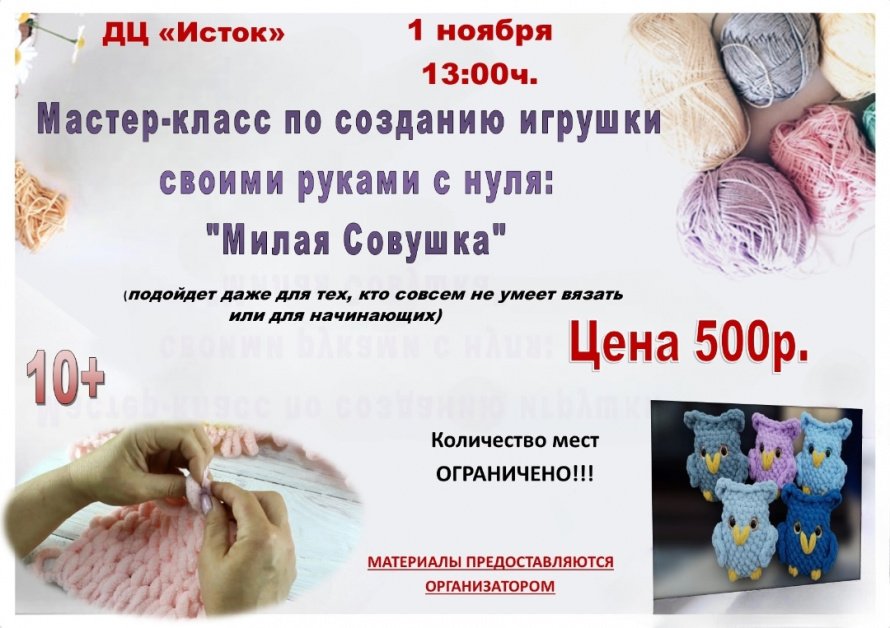 1 ноября — Мастер-класс «Милая Совушка»